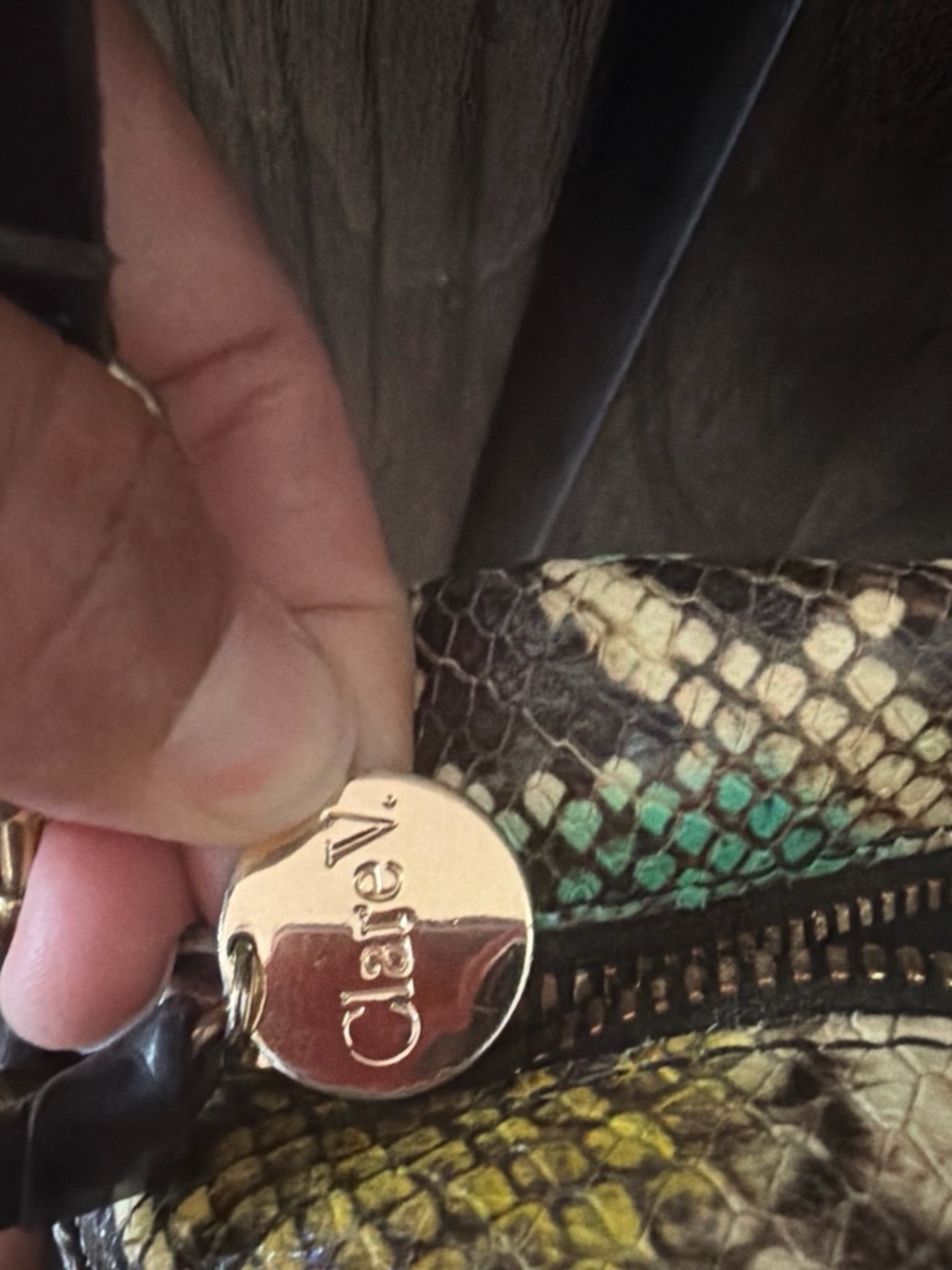 Clare V. Multicolor Snakeskin-Print Clutch/Crossbody - Picture 2 of 9